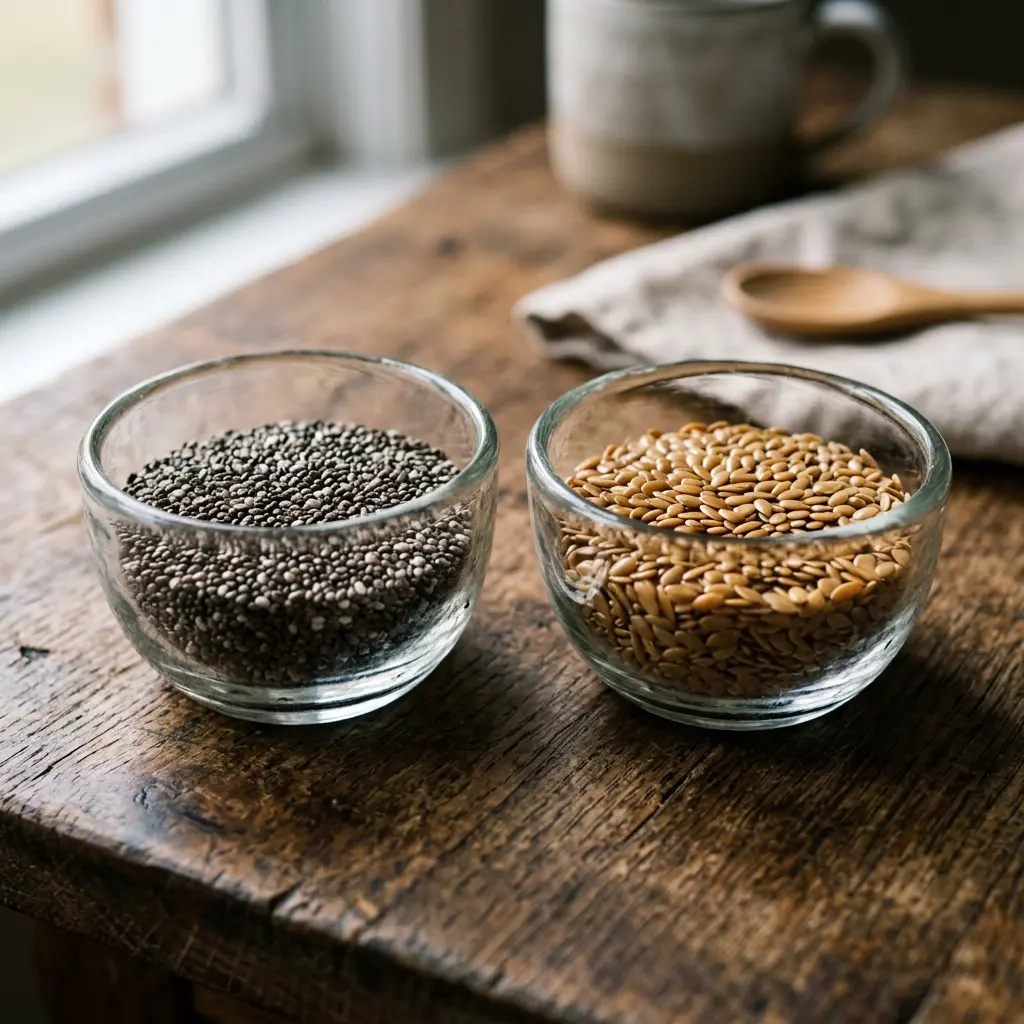 Chia-siemenet ja pellavansiemenet vertailussa